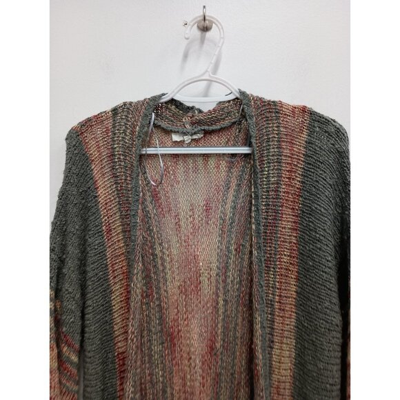 Easel Womens BOHO Duster Cardigan S/M Orange Gray Flare Sleeve Hippie - Picture 2 of 8